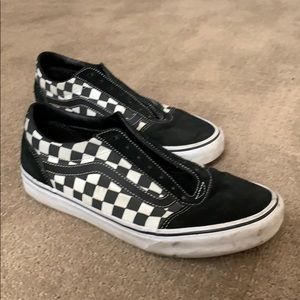 black checkered vans old schools (no laces)